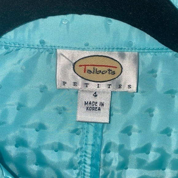 Vintage Talbots Aqua Blue Quilted Fill Front Zip Jacket Size 4 - Picture 2 of 8